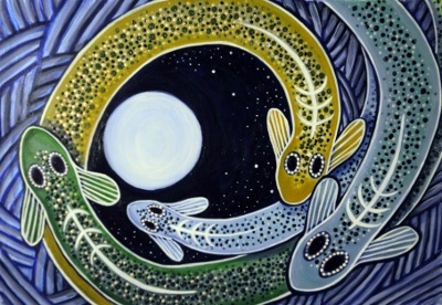Artwork 'Burra Murri Yanada Many Eels and Full Moon'