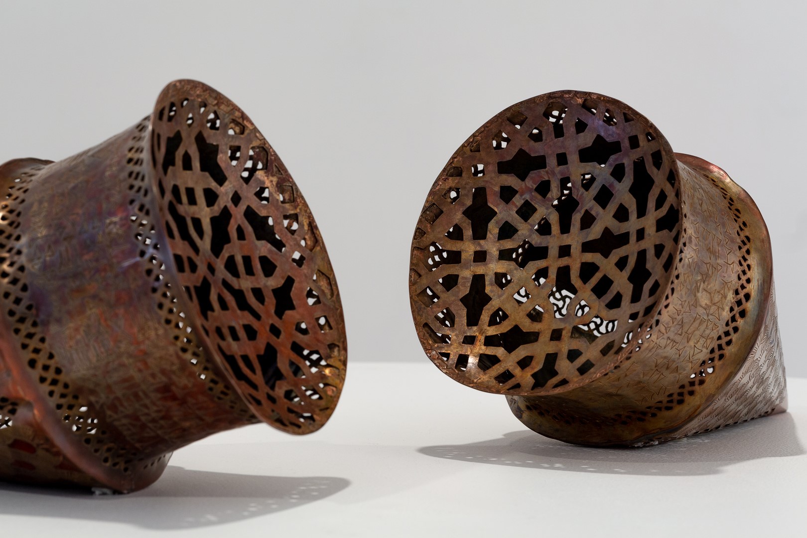 Sculptures of Pierced and Engraved Copper pieces by Shireen Taweel