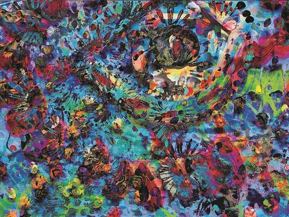 Colourful abstract artwork called Eye Window by collaboration between Martha Jabour and local community, health and medical staff
